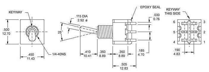 鈕子開(kāi)關(guān)TS-202A1六腳兩檔