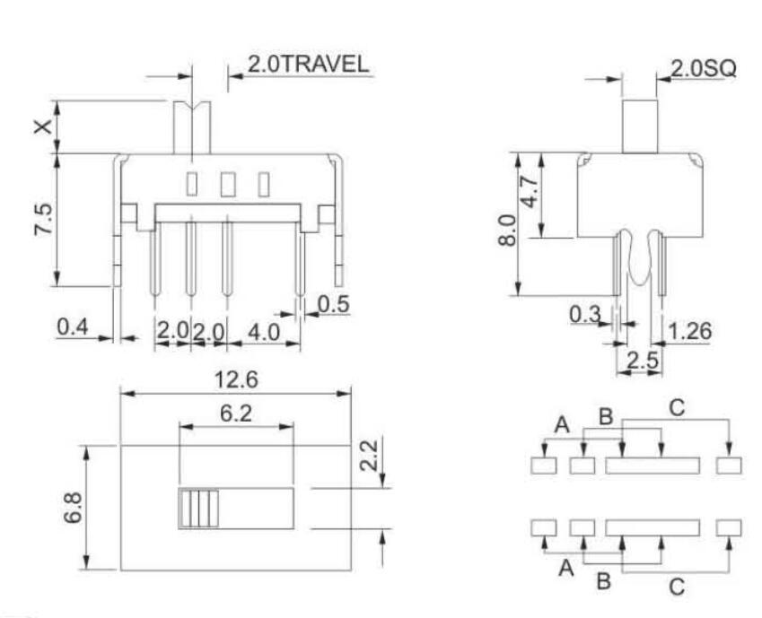 2P3T撥動(dòng)開(kāi)關(guān)規(guī)格圖