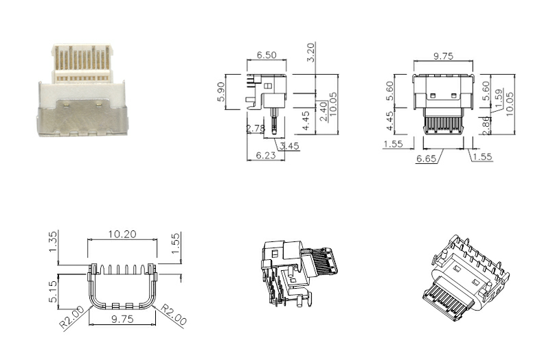 USB-C母座尺寸圖