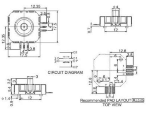 五向開關(guān)尺寸圖