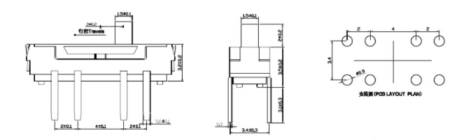 8腳撥動(dòng)開關(guān)接線示意圖