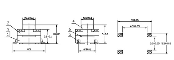輕觸開關(guān)尺寸圖